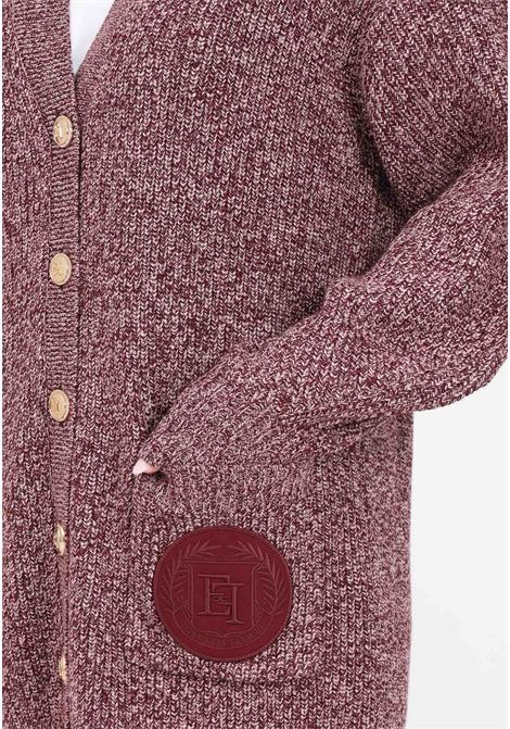 Cardigan bordeaux da donna in viscosa mouliné punto pannocchia ELISABETTA FRANCHI | MK85S46E2CO8